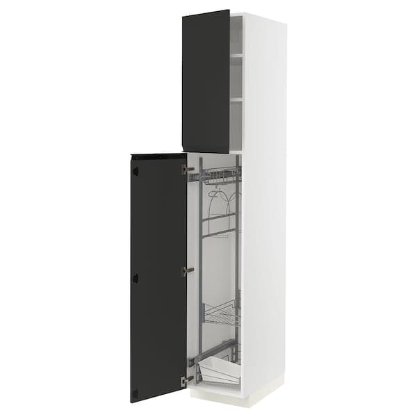 METOD - High cabinet with cleaning interior, white/Upplöv matt anthracite , 40x60x220 cm - best price from Maltashopper.com 49492888