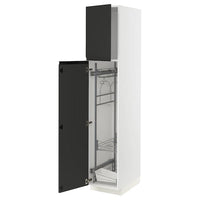 METOD - High cabinet with cleaning interior, white/Upplöv matt anthracite , 40x60x200 cm - best price from Maltashopper.com 49494137