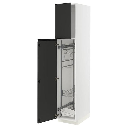 METOD - High cabinet with cleaning interior, white/Upplöv matt anthracite , 40x60x200 cm