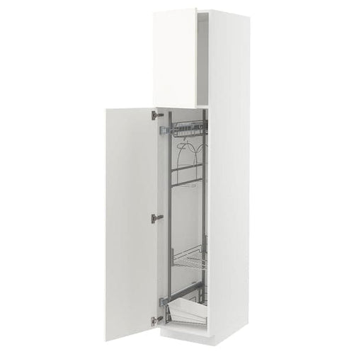 METOD - High cabinet with cleaning interior, white/Vallstena white, 40x60x200 cm