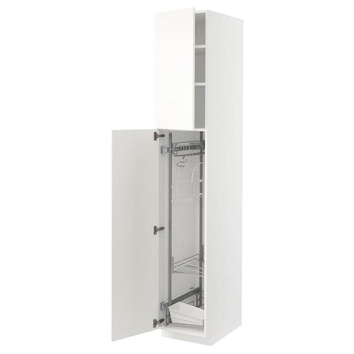 METOD - High cabinet with cleaning interior, white/Vallstena white, 40x60x220 cm