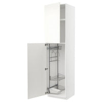 METOD - High cabinet with cleaning interior, white/Vallstena white, 60x60x240 cm - best price from Maltashopper.com 99507335