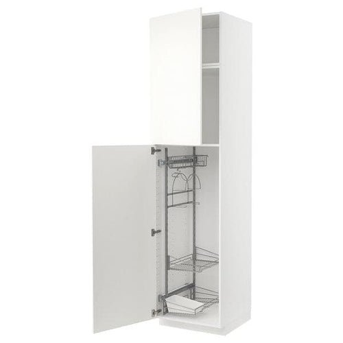 METOD - High cabinet with cleaning interior, white/Vallstena white, 60x60x240 cm