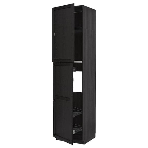 METOD - High cabinet with cleaning interior, black/Lerhyttan black stained, 60x60x240 cm