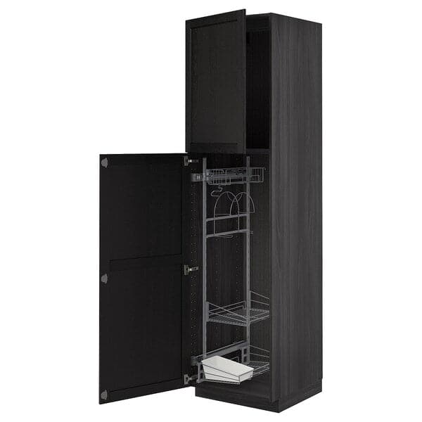 METOD - High cabinet with cleaning interior, black/Lerhyttan black stained, 60x60x220 cm - best price from Maltashopper.com 29453717