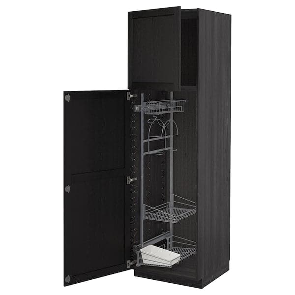 METOD - High cabinet with cleaning interior, black/Lerhyttan black stained , 60x60x200 cm - best price from Maltashopper.com 89462342