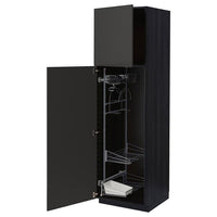 METOD - High cabinet with cleaning interior, black/Nickebo matt anthracite, 60x60x200 cm - best price from Maltashopper.com 19498580