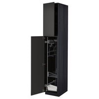 METOD - High cabinet with cleaning interior, black/Nickebo matt anthracite , 40x60x220 cm - best price from Maltashopper.com 69498926