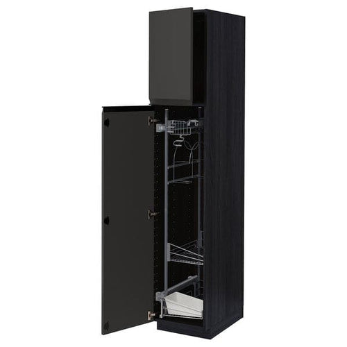 METOD - High cabinet with cleaning interior, black/Upplöv matt anthracite, 40x60x200 cm