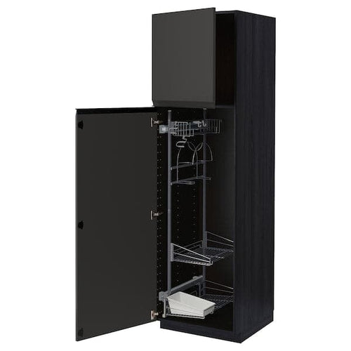 METOD - High cabinet with cleaning interior, black/Upplöv matt anthracite , 60x60x200 cm