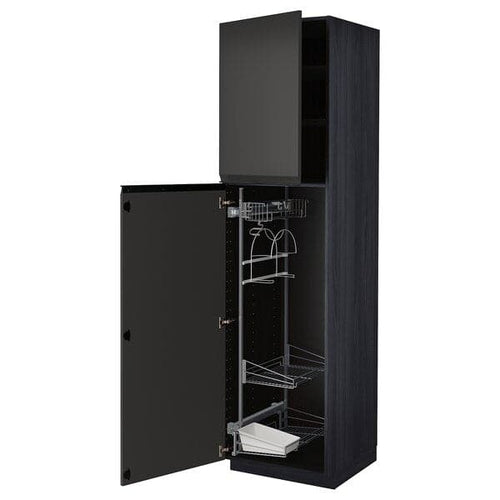 METOD - High cabinet with cleaning interior, black/Upplöv matt anthracite , 60x60x220 cm