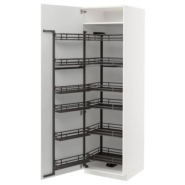 Ikea METOD - High cabinet with pull-out larder, white/Axstad matt white, 60x60x200 cm