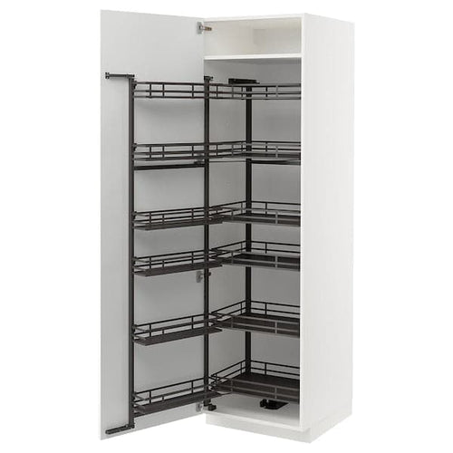METOD - High cabinet with pull-out larder, white/Axstad matt white, 60x60x200 cm