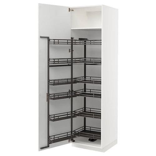 METOD - High cabinet with pull-out larder, white/Axstad matt white, 60x60x220 cm