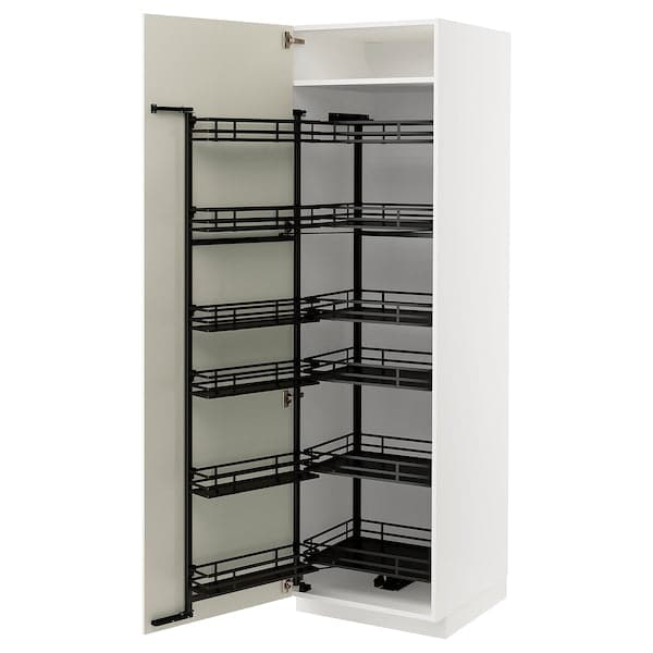Ikea METOD - High cabinet with pull-out larder, white/Bodbyn off-white, 60x60x200 cm