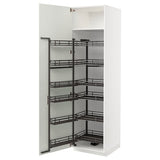 METOD high cabinet with pull-out larder, white/Bodbyn off-white, 60x60x220 cm