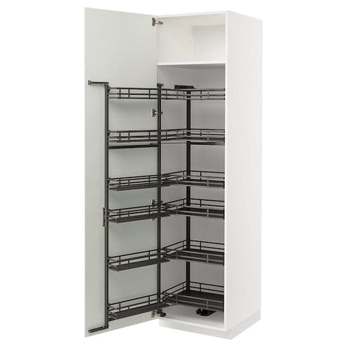 METOD - High cabinet with pull-out larder, white/Bodbyn off-white, 60x60x220 cm