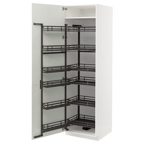 METOD - High cabinet with pull-out larder, white/Bodbyn off-white, 60x60x200 cm