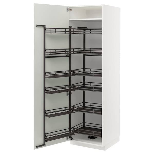 Ikea METOD - High cabinet with pull-out larder, white/Bodbyn off-white, 60x60x200 cm