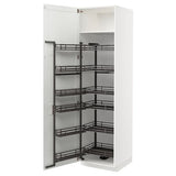 METOD high cabinet with pull-out larder, white Enköping/white wood effect, 60x60x220 cm