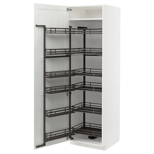 METOD - High cabinet with pull-out larder, white Enköping/white wood effect, 60x60x200 cm - best price from Maltashopper.com 59473549