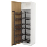 METOD high cabinet with pull-out larder, white/Forsbacka oak, 60x60x220 cm