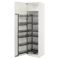 METOD - High cabinet with pull-out larder, white/Havstorp beige, 60x60x220 cm - best price from Maltashopper.com 19471967