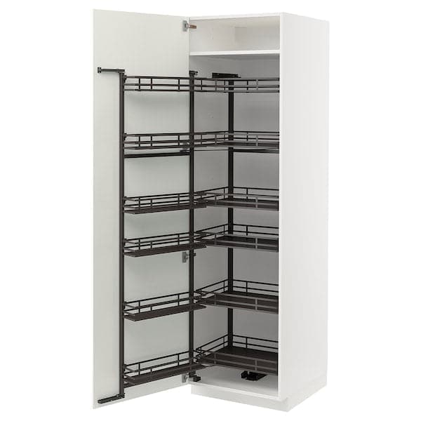 Ikea METOD - High cabinet with pull-out larder, white/Havstorp beige, 60x60x200 cm