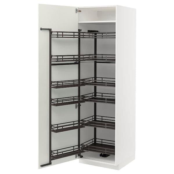METOD - High cabinet with pull-out larder, white/Havstorp beige, 60x60x200 cm - best price from Maltashopper.com 59471965