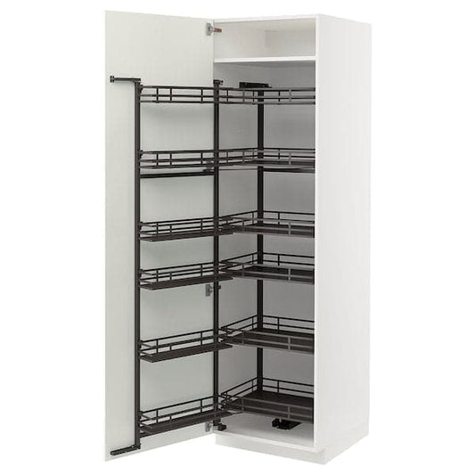 Ikea METOD - High cabinet with pull-out larder, white/Havstorp beige, 60x60x200 cm