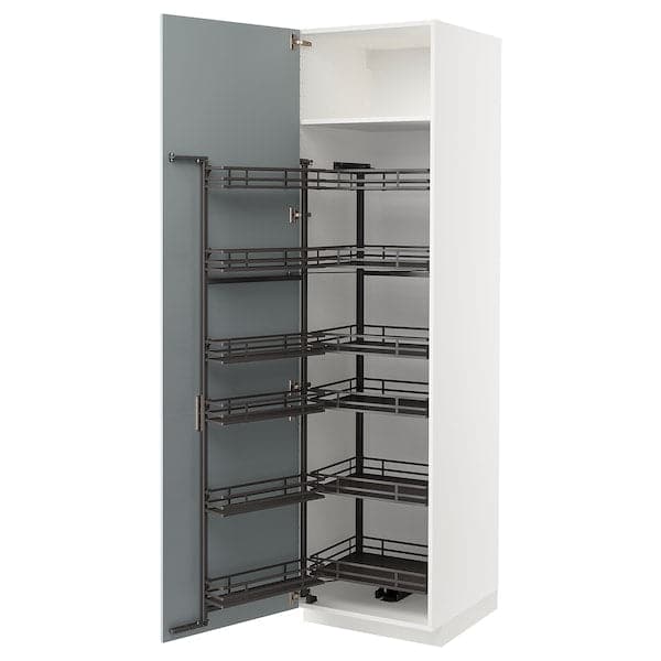 METOD - High cabinet with pull-out larder, white/Kallarp light grey-blue, 60x60x220 cm - best price from Maltashopper.com 29479449