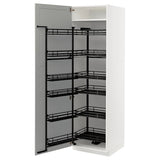 METOD high cabinet with pull-out larder, white/Lerhyttan light grey, 60x60x200 cm