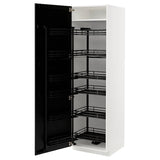 METOD high cabinet with pull-out larder, white/Lerhyttan black stained, 60x60x200 cm