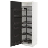 METOD high cabinet with pull-out larder, white/Nickebo matt anthracite, 60x60x200 cm