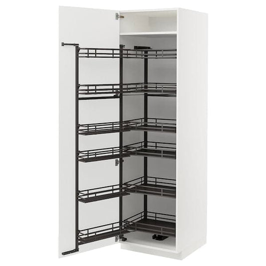 Ikea METOD - High cabinet with pull-out larder, white/Ringhult light grey, 60x60x200 cm