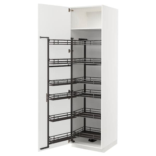 METOD - High cabinet with pull-out larder, white/Ringhult light grey, 60x60x220 cm - best price from Maltashopper.com 89472015