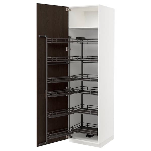 Ikea METOD - High cabinet with pull-out larder, white/Sinarp brown , 60x60x220 cm