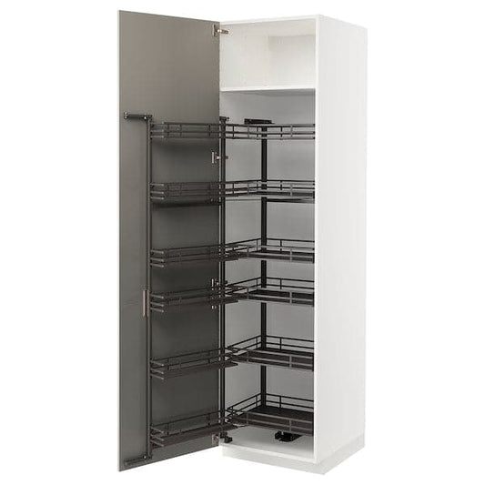Ikea METOD - High cabinet with pull-out larder, white/Stensund beige, 60x60x220 cm