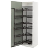 METOD high cabinet with pull-out larder, white/Stensund light green, 60x60x200 cm