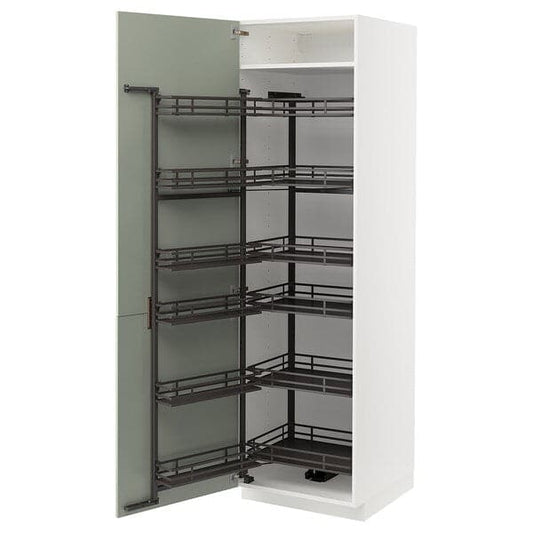 Ikea METOD - High cabinet with pull-out larder, white/Stensund light green, 60x60x200 cm