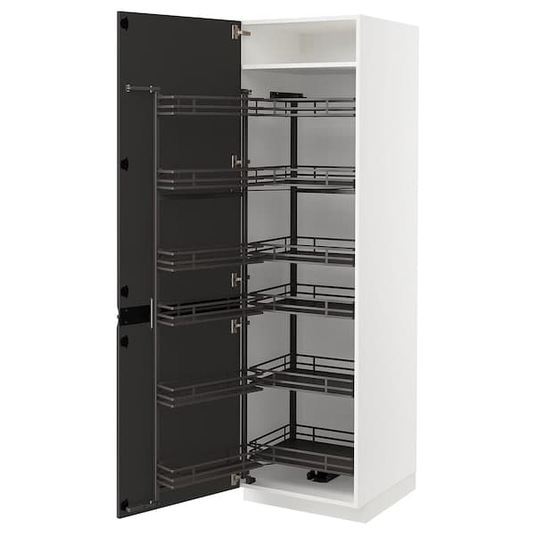 Ikea METOD - High cabinet with pull-out larder, white/Upplöv matt anthracite, 60x60x200 cm