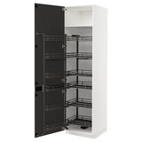 METOD high cabinet with pull-out larder, white/Upplöv matt anthracite, 60x60x220 cm