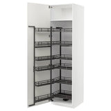METOD high cabinet with pull-out larder, white/Vallstena white, 60x60x220 cm