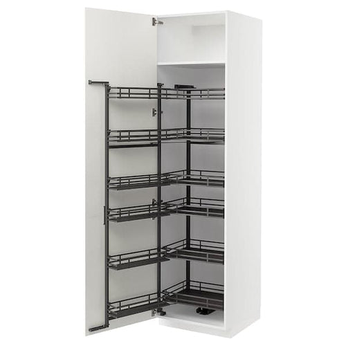 METOD - High cabinet with pull-out larder, white/Vallstena white, 60x60x220 cm