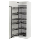 METOD high cabinet with pull-out larder, white/Vallstena white, 60x60x200 cm