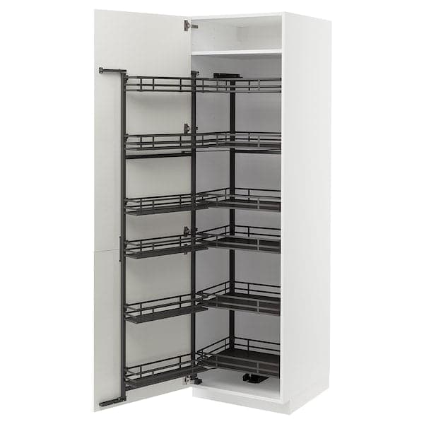 Ikea METOD - High cabinet with pull-out larder, white/Vallstena white, 60x60x200 cm