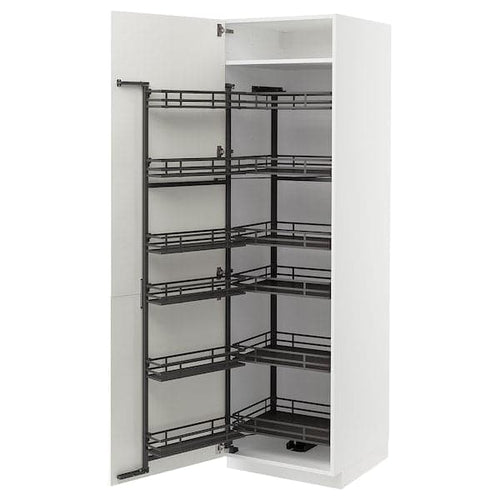 METOD - High cabinet with pull-out larder, white/Vallstena white, 60x60x200 cm