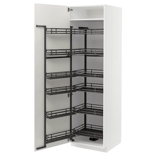 Ikea METOD - High cabinet with pull-out larder, white/Vallstena white, 60x60x200 cm