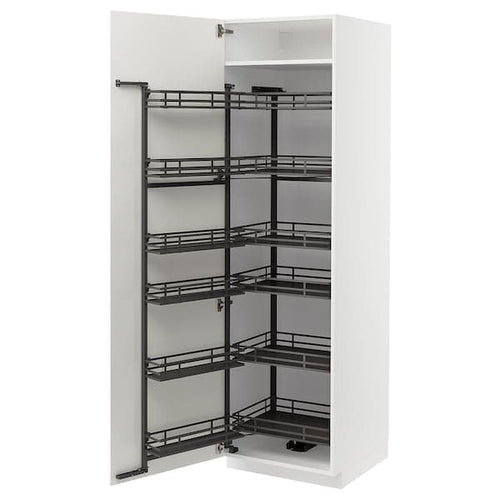 METOD - High cabinet with pull-out larder, white/Vallstena white, 60x60x200 cm