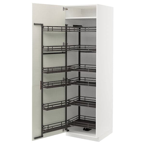 Ikea METOD - High cabinet with pull-out larder, white/Veddinge white, 60x60x200 cm
